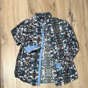 Daniel Cremieux Paisley Button-Up in Teal, Brown & White